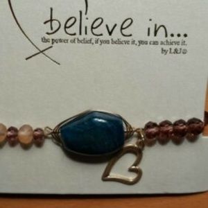 L&J Jewelry Silvertone Stretch Bracelet with Stone